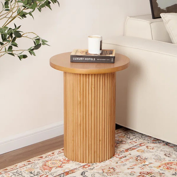 Serwon 22" Tall Pedestal Wood Round End Table | Wayfair North America