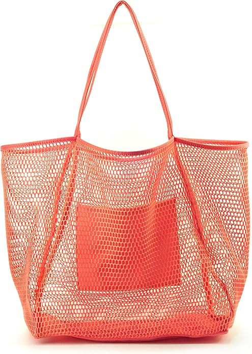 HOXIS Mesh Beach Tote Womens Shoulder Handbag | Amazon (US)