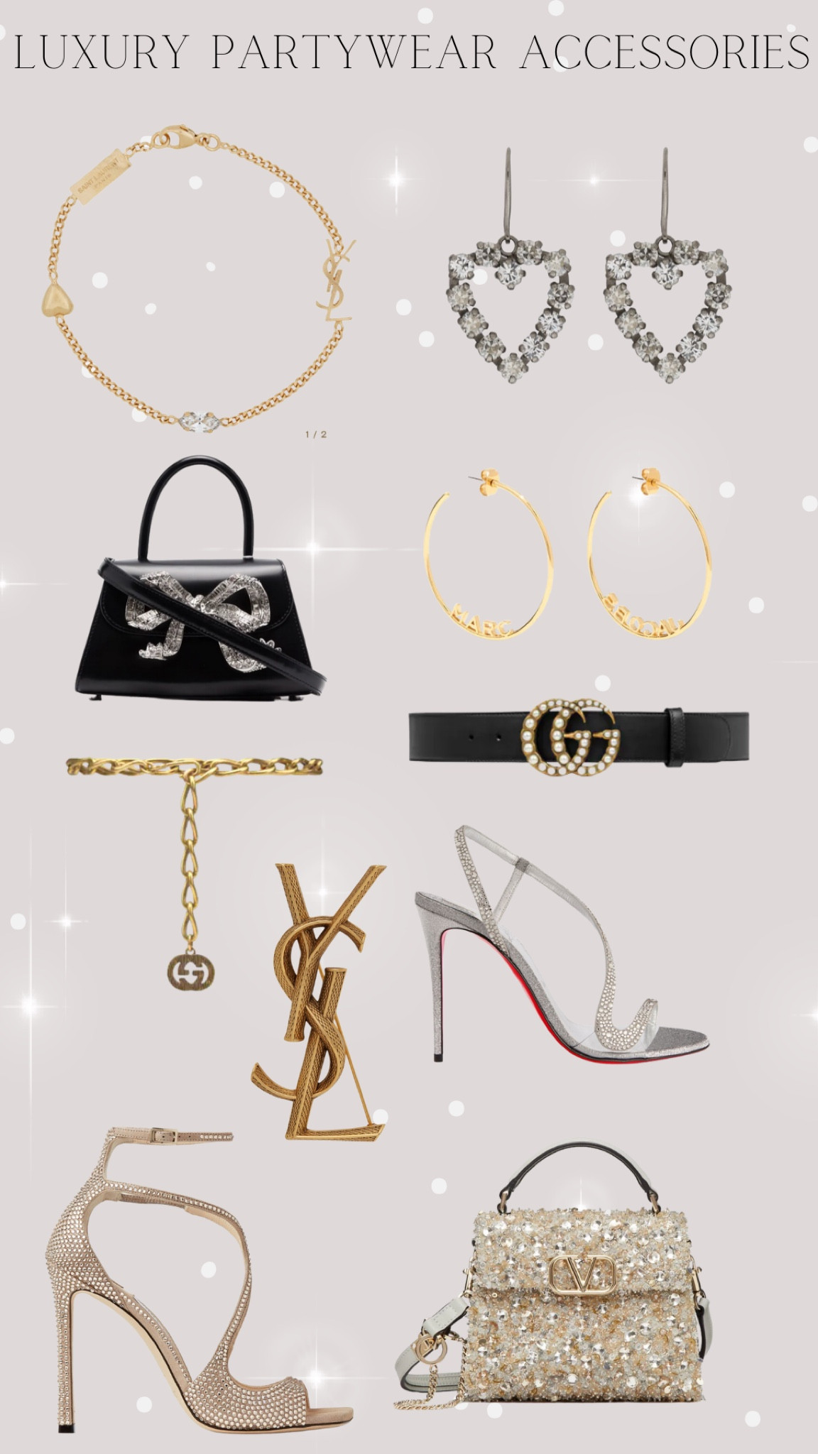 Luxury party accessories 

Luxury party - luxury accessories - luxury shoes - luxury handbag - luxury jewellery - Saint Laurent - Valentino - Gucci - Gucci belt - embellished Saint Laurent - embellished Gucci - self portrait - Louboutin - Jimmy choo - Christian louboutin - self portrait - handbag sale - shoes sale - jewellery sale - Marc jacobs - Mach and Mach - mach and mach shoes 

#LTKshoecrush #LTKstyletip #LTKsalealert