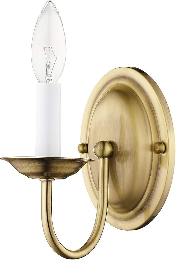 Livex Lighting 4151-01 Wall Sconce with No Shades, Antique Brass, 4.25"W x 7"H | Amazon (US)