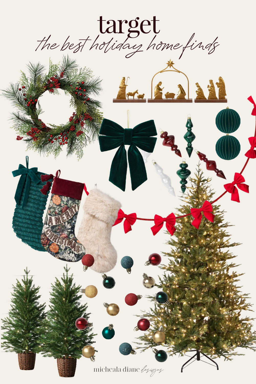 🎄 The Best Target Holiday Home Finds 🎄
Transform your home for Christmas with my favorite Target holiday decor! From lush wreaths and cozy stockings to elegant velvet bows, nativity sets, and festive ornaments — these affordable pieces bring warmth, tradition, and timeless holiday style to every corner of your home. Shop my curated holiday picks and make decorating effortless this season! ❤️✨
#TargetHolidayDecor #ChristmasDecorIdeas #TargetChristmas #HolidayHomeDecor #DesignerLooksForLess 

 #LTKHoliday #LTKSeasonal #LTKHome