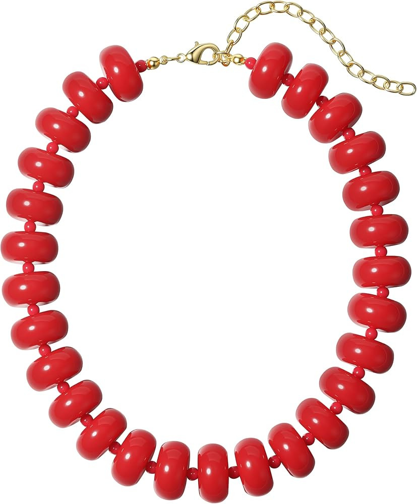 Chunky Beaded Necklace for Women, Resin Oversized Beaded Choker,Bold Statement Chain,Large Beads ... | Amazon (US)