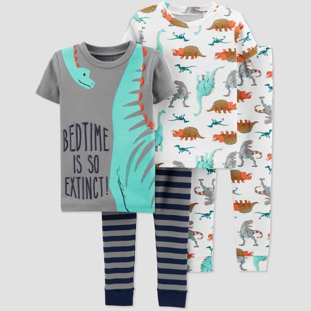 Toddler Boys' 4pc Dino Pajama Set - Just One You made by carter's Gray 4T, Boy's | Target