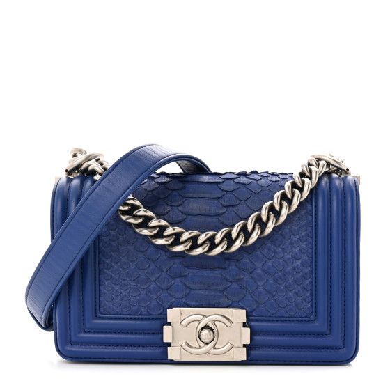 Snakeskin Small Boy Flap Blue | FASHIONPHILE (US)