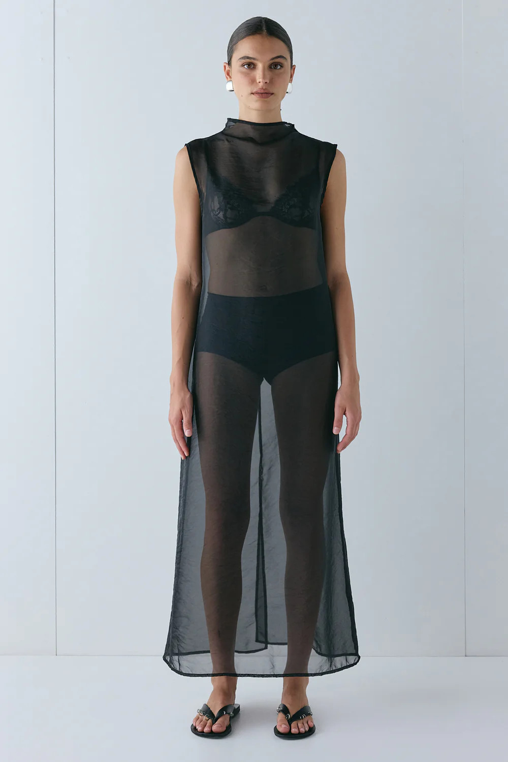 Serena Sheer Maxi Dress Black | VRG Grl