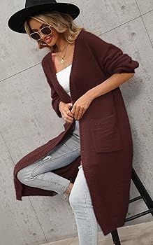 Angashion Women's Cardigan Long Sleeves Leopard Print Knitting Sweater Open Front Warm Outwear Co... | Amazon (US)