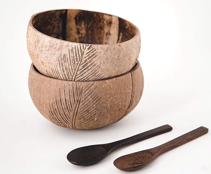 100% Natural Jumbo Coconut Bowl/Spoon Unique Gift Set. Eco-Friendly Vegan Organic Non-Toxic Reusa... | Amazon (US)
