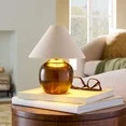 Better Homes & Gardens 8.5 in Amber Glass Rechargeable LED Portable Table Lamp with Dimmable Touc... | Walmart (US)