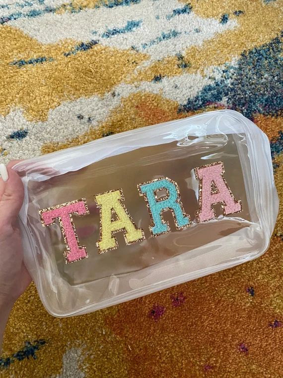 Personalized XL Clear Toiletry Bag, Travel Makeup Cosmetic Bag, Snacks, Nail, Medicine, Sunscreen... | Etsy (US)