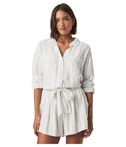 Splendid Women's Gabrielle Stripe Button Down, White/Fawn | Amazon (US)