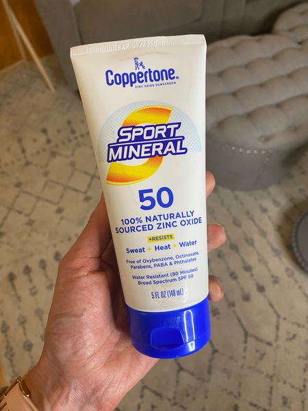 Coppertone Sport mineral sunscreen for sport and humidity. This is fragrance free and leaves a moderate white cast. Great for sensitive skin on a budget. 

#LTKActive #LTKfindsunder50 #LTKbeauty
