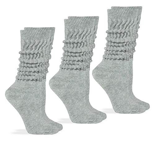 Jefferies Socks Womens Slouch Cotton Knit Socks 3 Pair Pack (Large, Grey Heather) | Amazon (US)