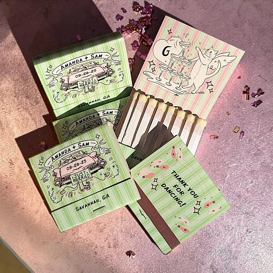 Custom Wedding Matchbooks: Full Color Design Just Married Vintage Car | Etsy (Global)
