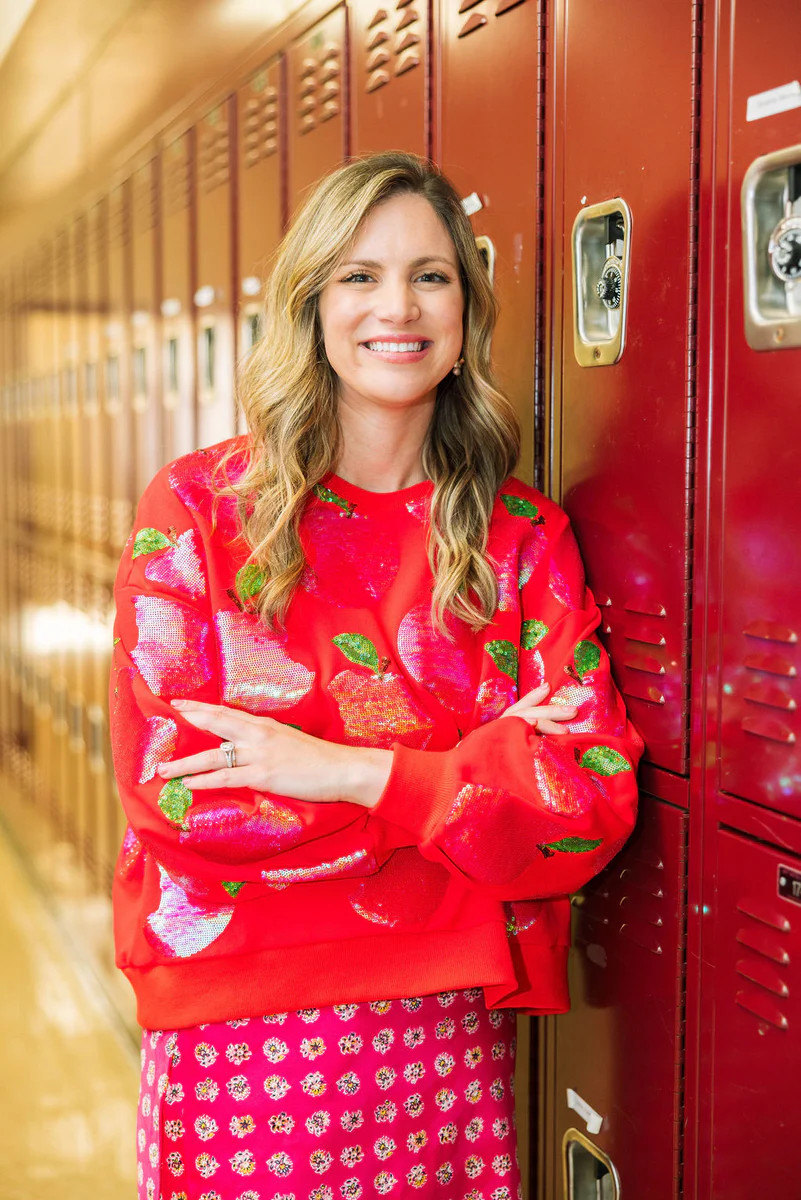 Red Sequin Apple Sweatshirt | Queen of Sparkles