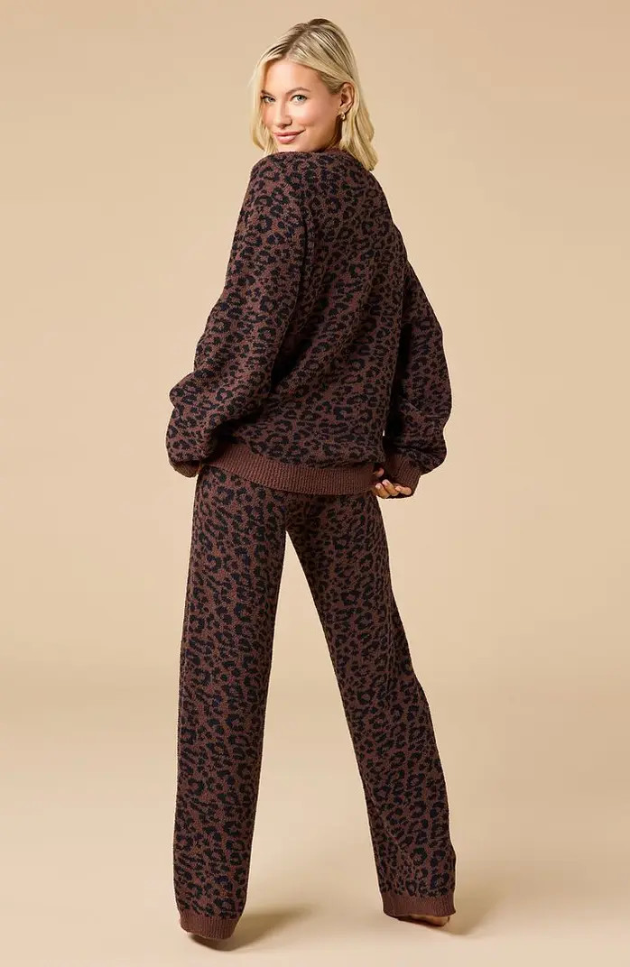 Marshmallow Leopard Crew Neck Lounge Set | Nordstrom