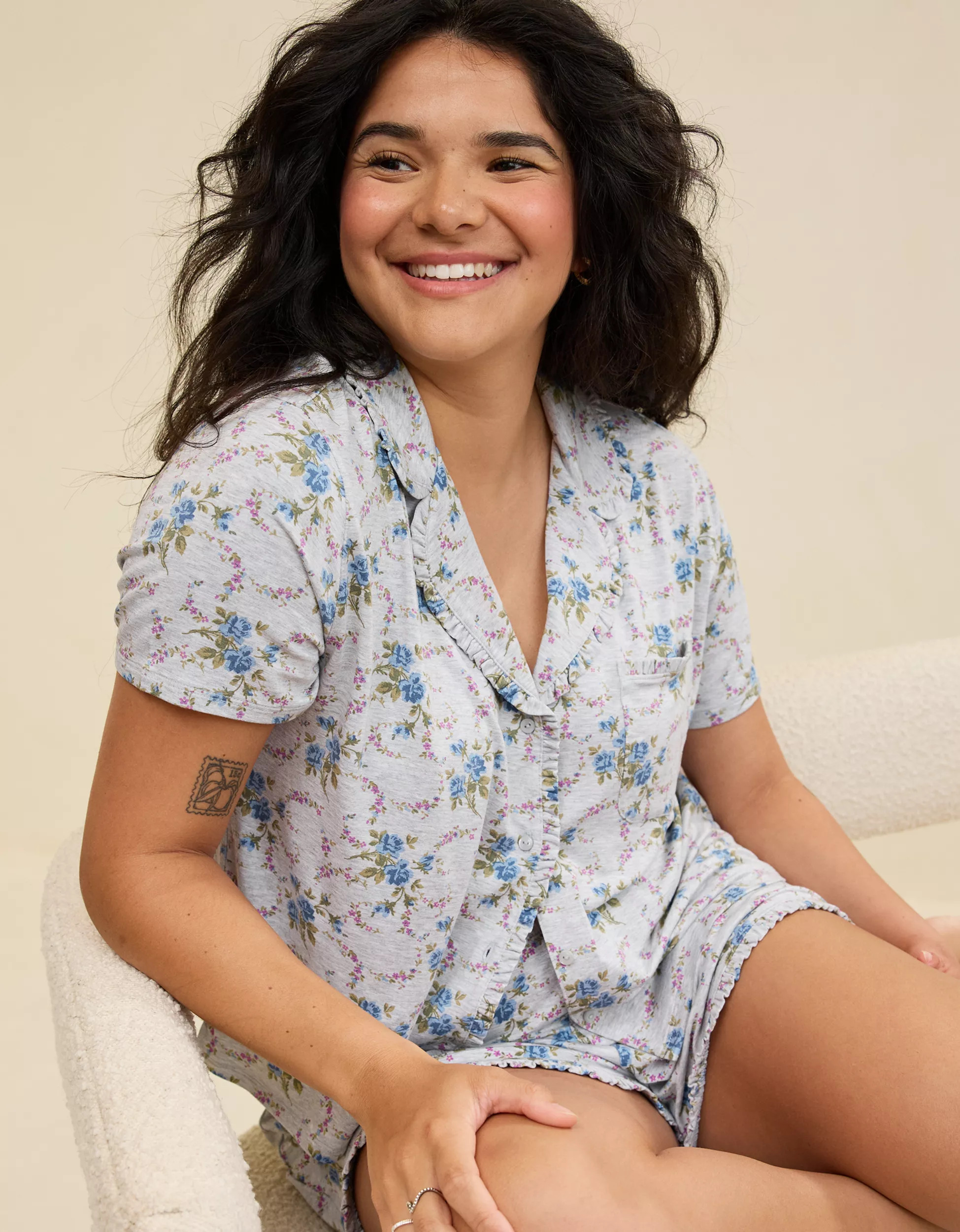 Aerie Real Soft® Ruffle Pajama Shirt | American Eagle Outfitters (US & CA)