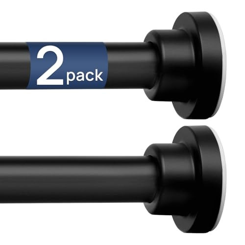 ENJOYBASICS 2 Pack Adjustable Spring Tension Curtain Rods 32 to 66 Inches, Stainless Steel Matte Black Shower Rod No Drilling for Window, Bathroom, Closet, Room Divider, 7/8" Diameter | Amazon (US)