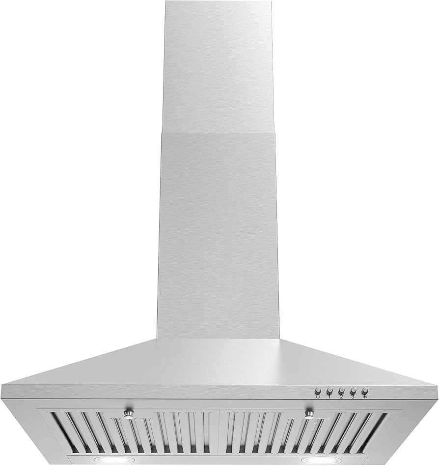 COSMO COS-6324EWH Wall Mount Range Hood, Chimney-Style Over Stove Vent, 3 Speed Fan, Permanent Fi... | Amazon (US)