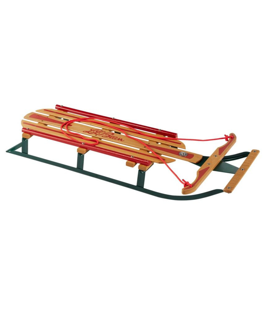 Dash Runnered Snow Sled Natural/Red Classic, Stainless Steel/Hardwood/Wood L.L.Bean | L.L. Bean