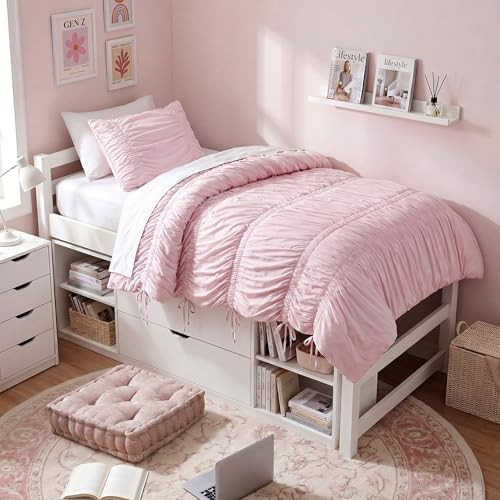 Intelligent Design Twin Comforter Set Ruched Shabby Chic Comforters for Twin Size Bed, All Season... | Amazon (US)