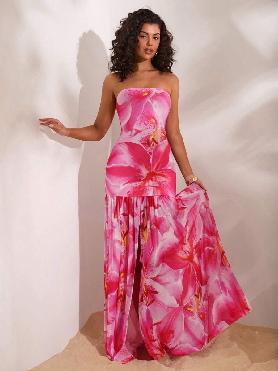 Opulessa Summer Beach Outfits For Woman Wedding Guest Dress Elegant Vacation Woven Knit Flora Pri... | SHEIN