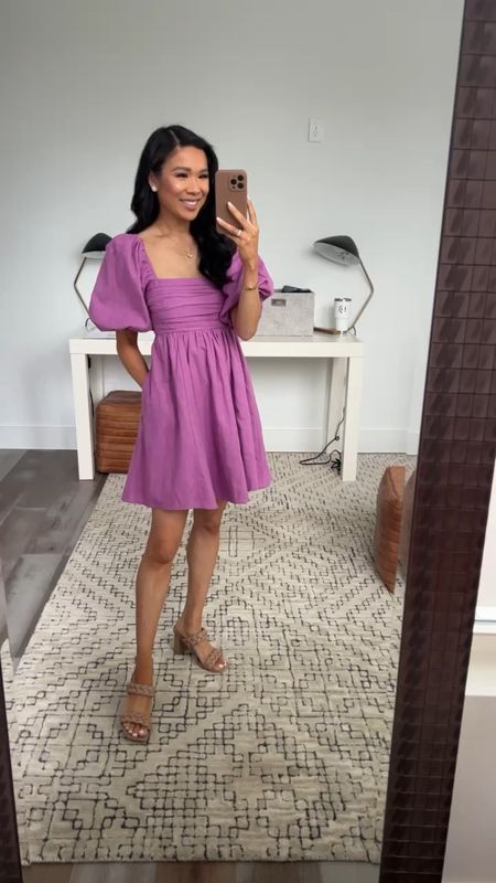 Spring dress with puff sleeves, a linen-blend, mini length and purple colorway! Has pockets, which is a plus. I am wearing size XS and it fits TTS! Perfect to style with sneakers, heels or flats depending on the occasion. Part of the Abercrombie x LTK Spring Sale and is 20% off! 

#LTKsalealert #LTKSpringSale #LTKstyletip