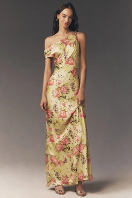 BHLDN Sienna Off-The-Shoulder High-Shine Satin Maxi Dress | Anthropologie (US)