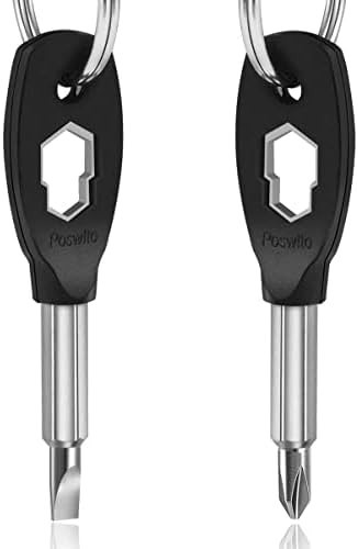 Keychain Screwdriver Tool 2 Pack, Poswlto 6-in-1 Screwdriver Set, Flathead and Phillips Bit, Hex ... | Amazon (US)