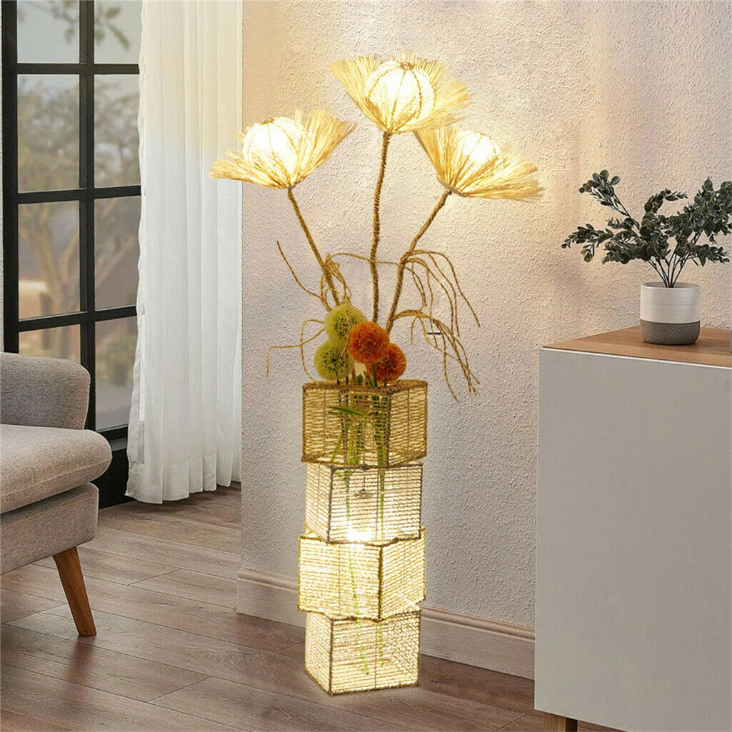 Conaway 51.18'' Rattan Tree Floor Lamp with Outlet | Wayfair North America