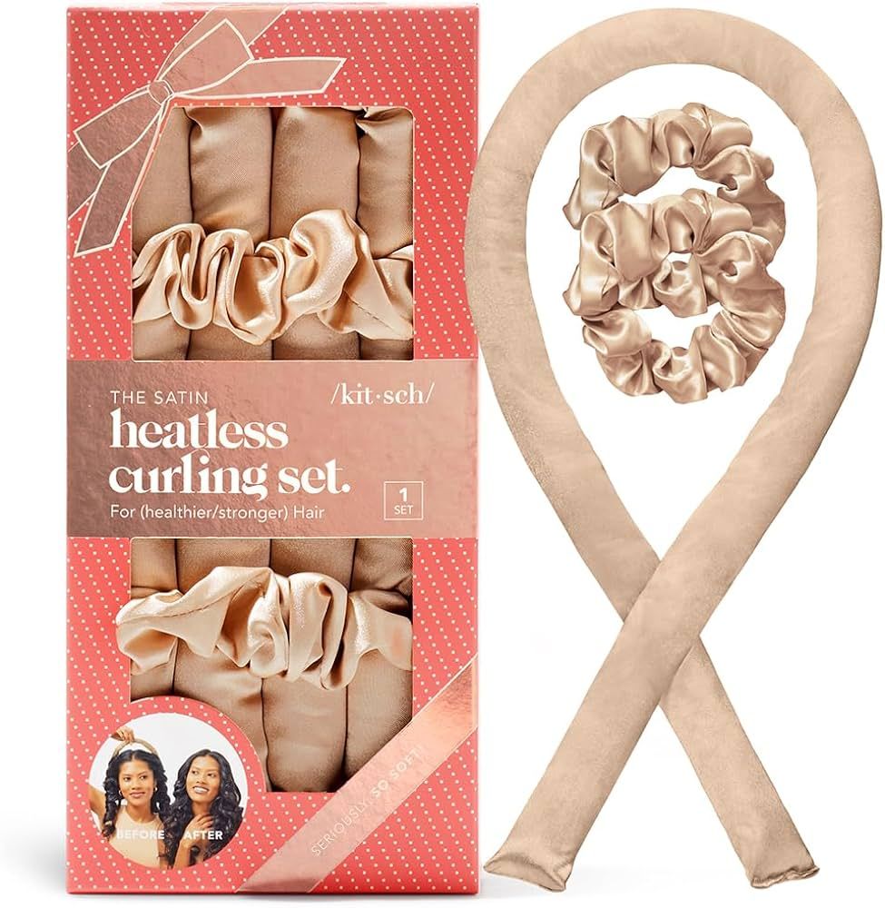 Kitsch Satin Heatless Curling Set - Hair Rollers for Heatless Curls | Heatless Hair Curlers Overn... | Amazon (US)