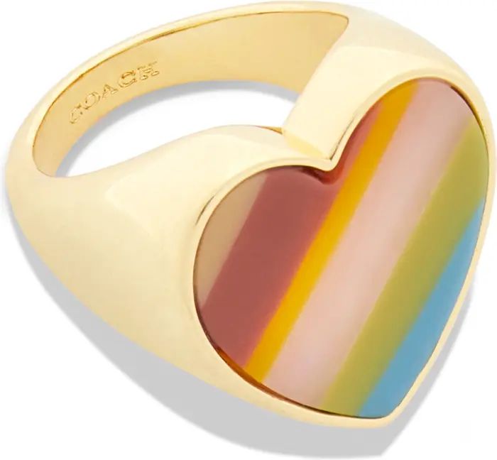 COACH Heart Inlay Signet Ring | Nordstrom | Nordstrom