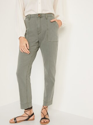 High-Waisted Straight Canvas Workwear Pants for Women | Old Navy (US)