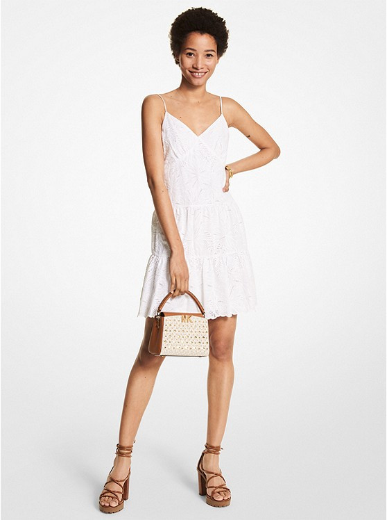 Palm Eyelet Cotton Slip Dress | Michael Kors US