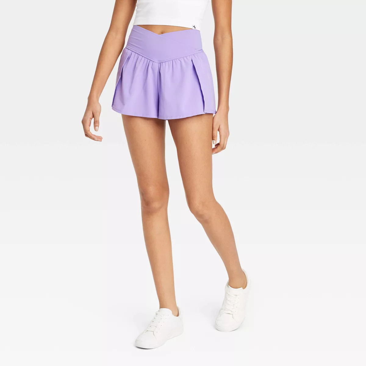 Women's Crossover Waistband High Rise Woven Shorts - JoyLab™ Tan L | Target