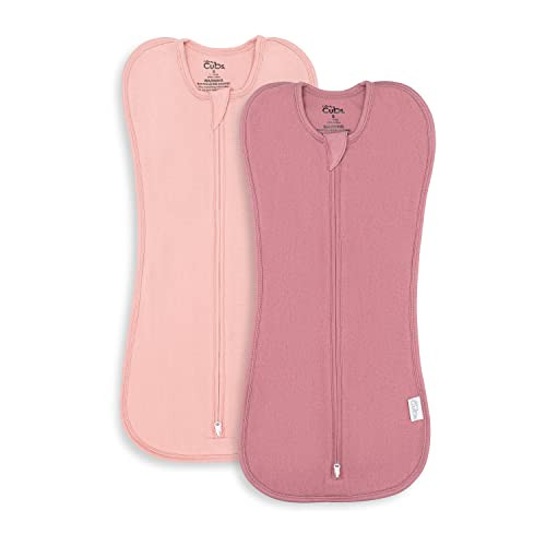Comfy Cubs Swaddle Blanket Baby Girl Boy Easy Zipper Wrap 2 Pack Newborn Infant Sleep Sack (Small 0-3 Months, Blush, Mauve) | Amazon (US)