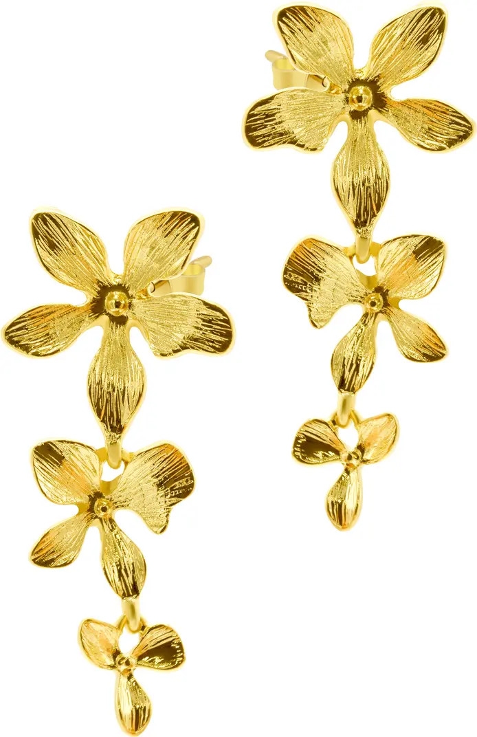14k Yellow Gold Plated Three Petal Drop Earrings | Nordstrom Rack