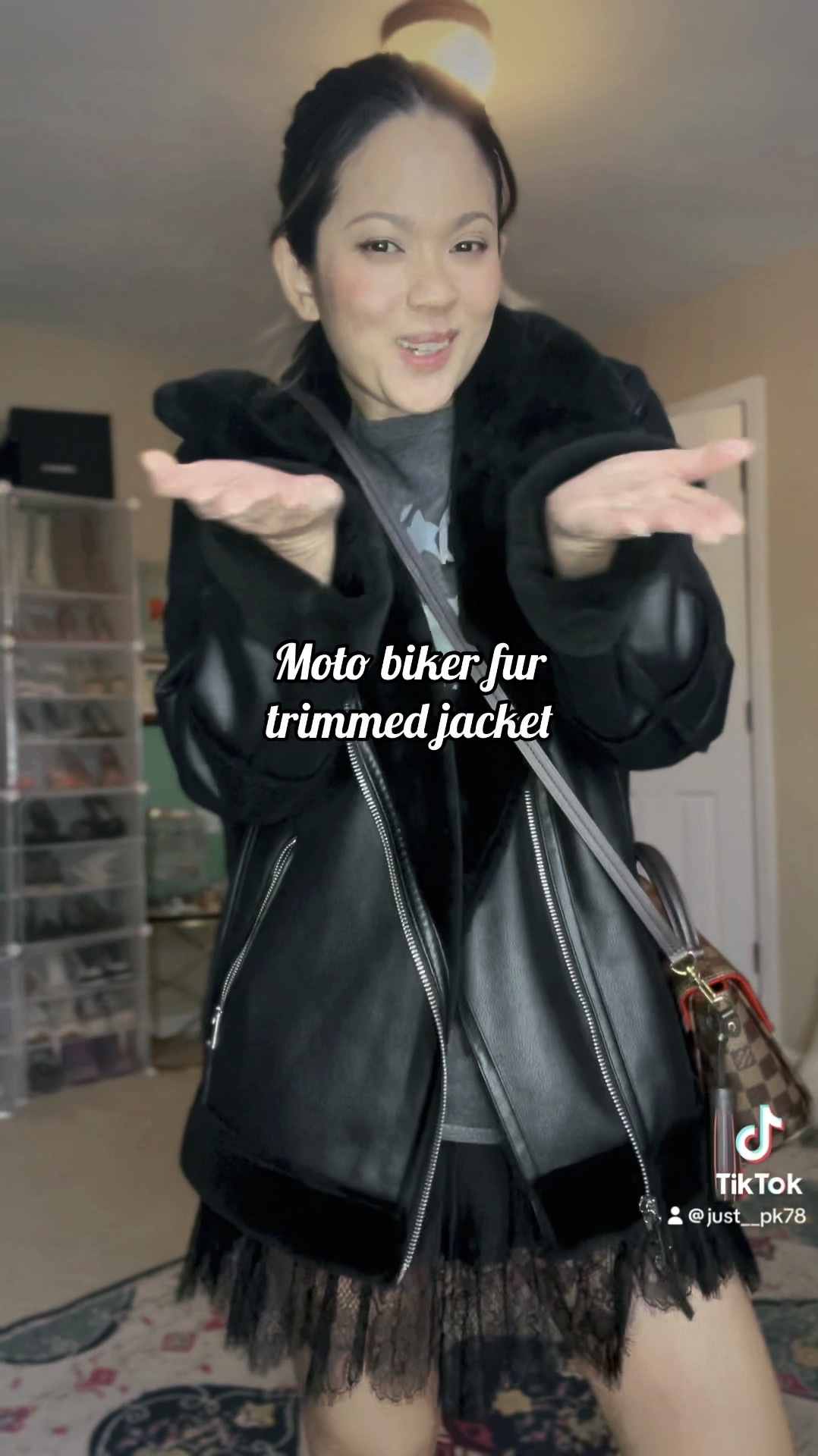 Fall look with a touch of edge! Styled a half lace slip skirt with a vintage band tee, and paired it with brown suede boots (got them 50% off!) and a cozy, fur-trimmed vegan leather moto jacket. This is my go-to look for when I want to keep it cool and comfy. Shop the look here! #LTKunder100 #FallOutfits #PetiteStyle #DealsOnDeals

#LTKVideo #LTKOver40