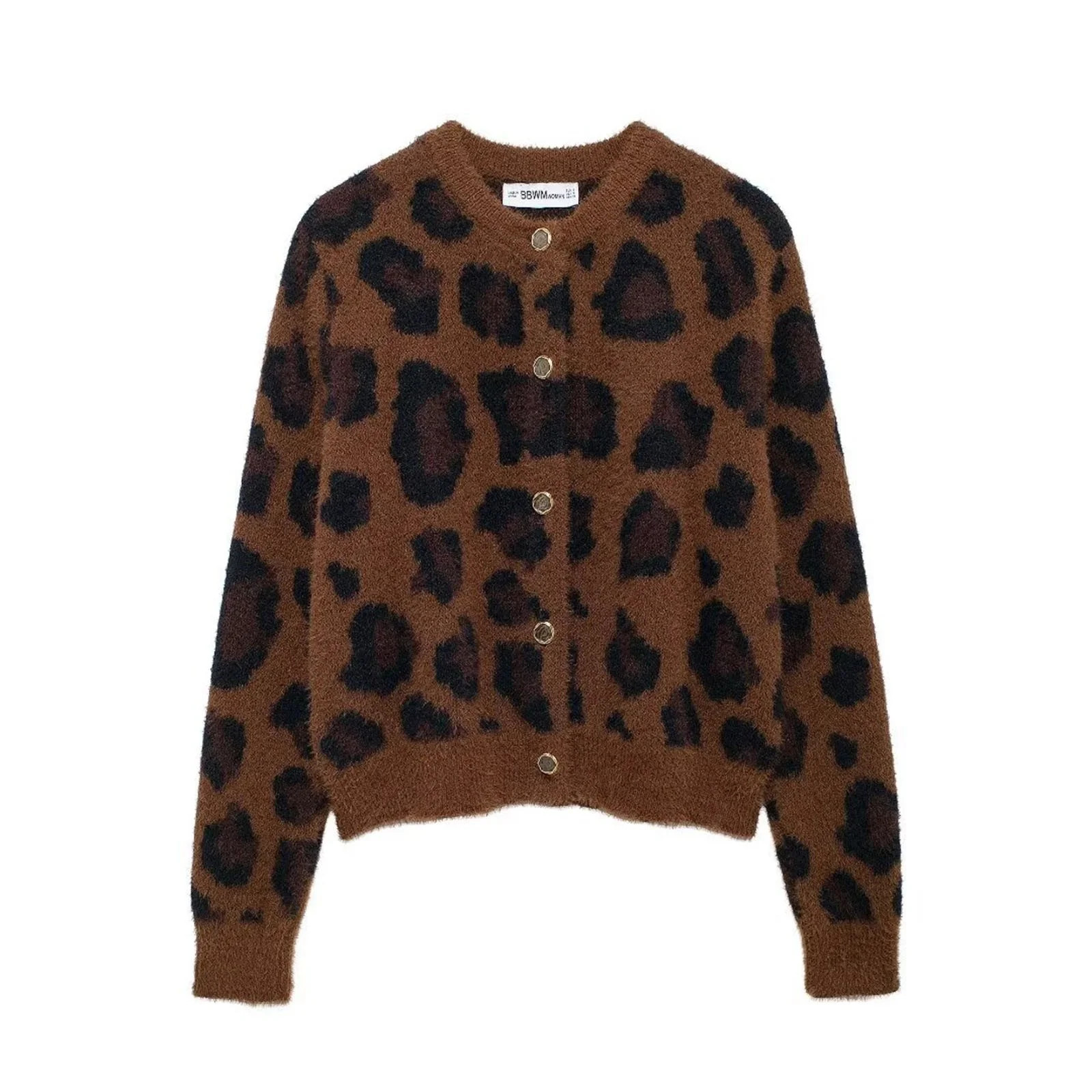 DHFJKG Women Crop Cardigan Knit Sweater Leopard Button Front Long Sleeve Warm Fuzzy Sweater Coat ... | Walmart (US)