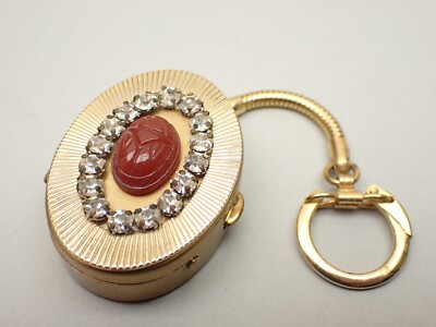 Vintage Trickettes by Wiesner Miami Rhinestone Scarab Keychain Pill Holder 4" | eBay US