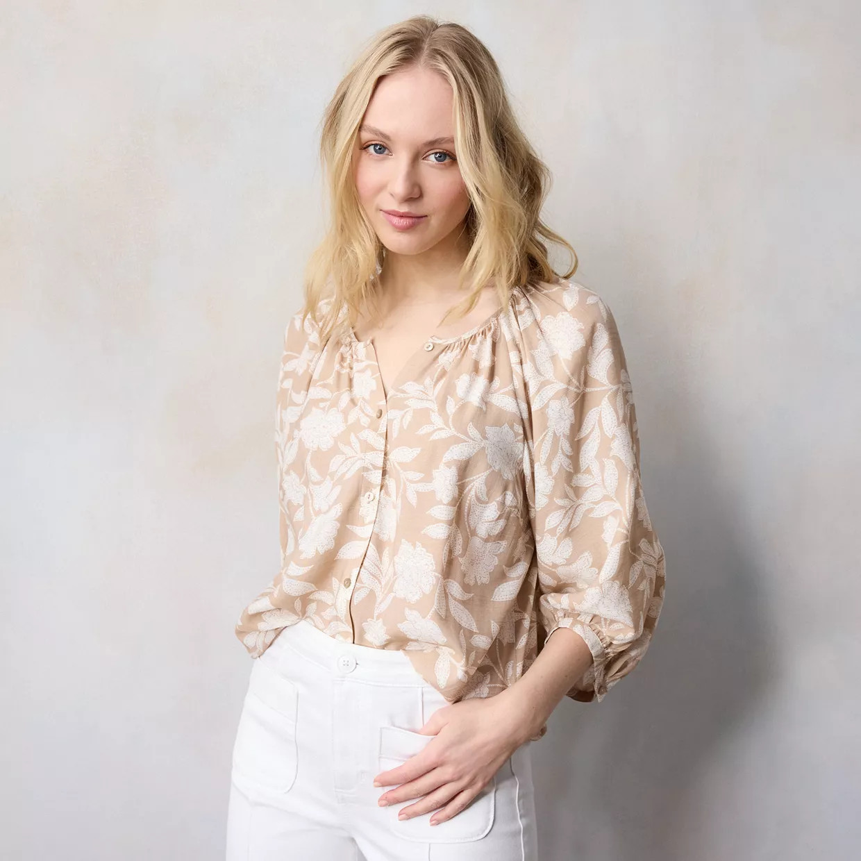 Women's LC Lauren Conrad Raglan Sleeve Button Front Top | Kohl's