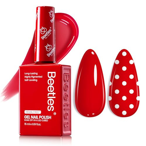 Beetles Red Gel Nail Polish - Hema Free Crimsom Harmony Gel Classic Red Gel Polish Soak Off Uv LED Nail Lamp 15ml DIY Home Manicure Salon Gift for Women | Amazon (US)
