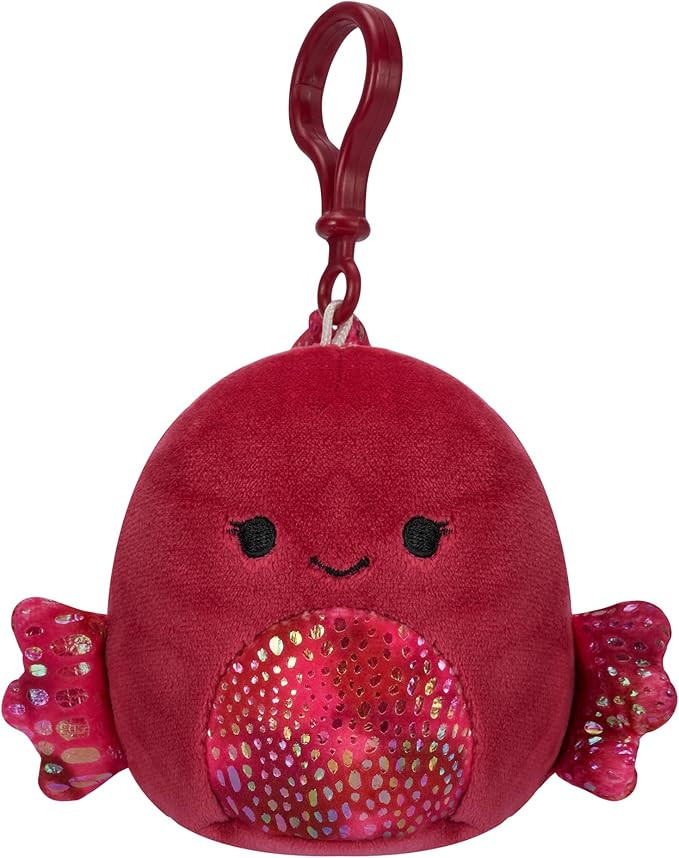 Squishmallows 3.5"" Clip-On Barella The Beta Fish, Small, Red | Amazon (US)