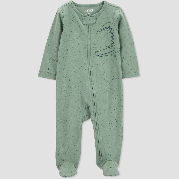 Carter's Just One You® Baby Boys' Alligator Footed Pajama - Olive Green | Target