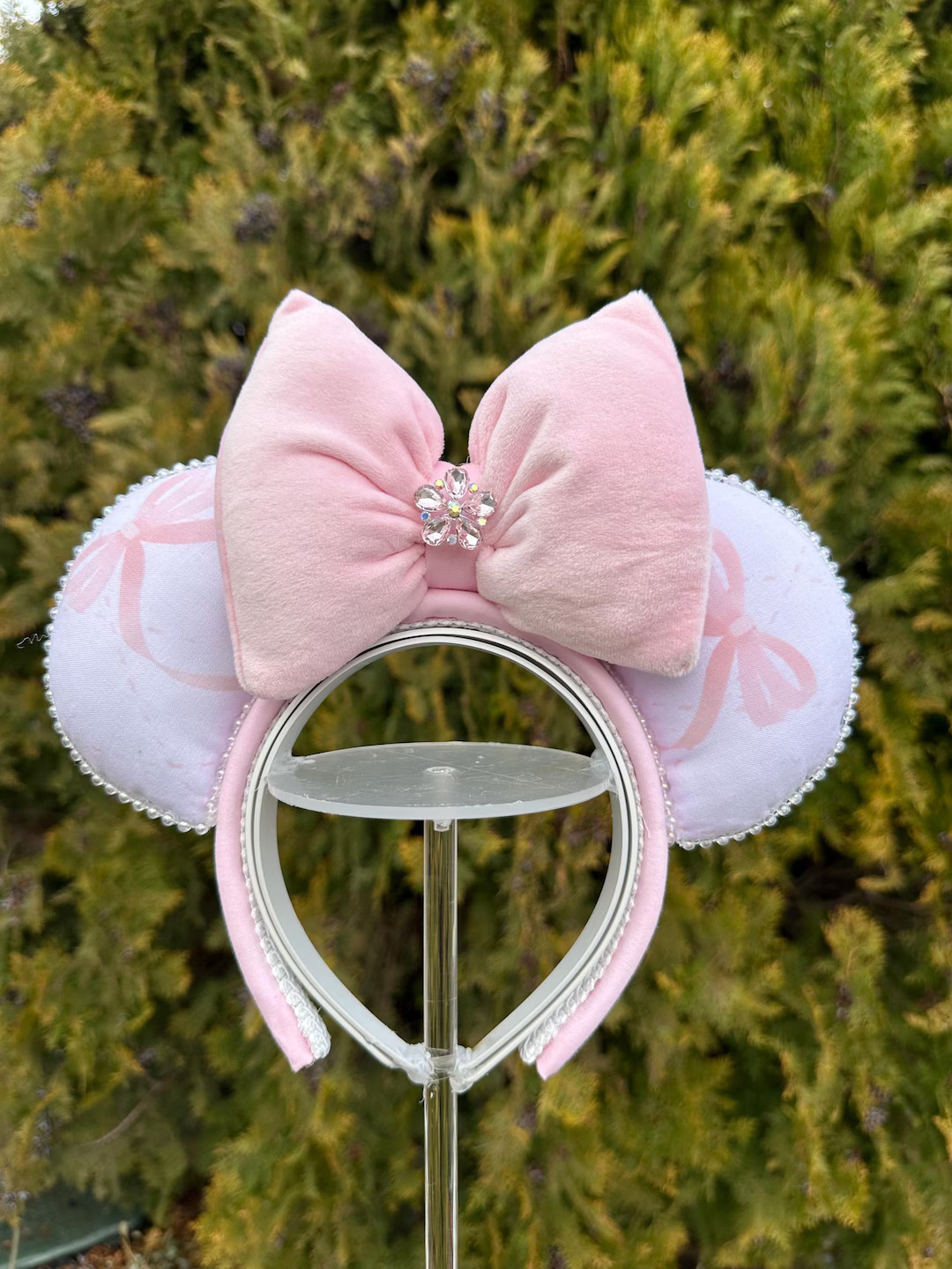 Sweet Pink Bow Disney Ears | Handmade Mouse Ears Headband | Adorable Pink Fabric Ears | Perfect f... | Etsy (US)