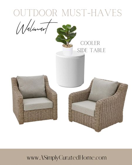 Outdoor living must-haves! 2-Pack club lounge chairs with gray cushions, Outdoor side table and cooler! 

#LTKhome #LTKstyletip #LTKSeasonal
