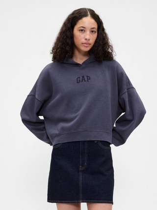 Relaxed Gap Mini-Logo Cropped Hoodie | Gap Factory