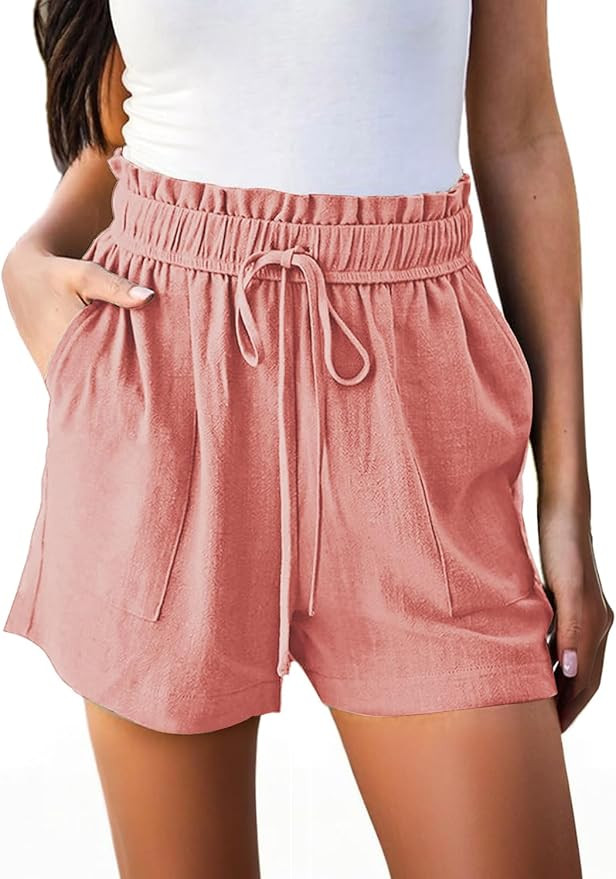 Hody Lovy Linen Beach Vacation Shorts for Women Dressy Casual Summer Outfits High Waisted Lounge ... | Amazon (US)