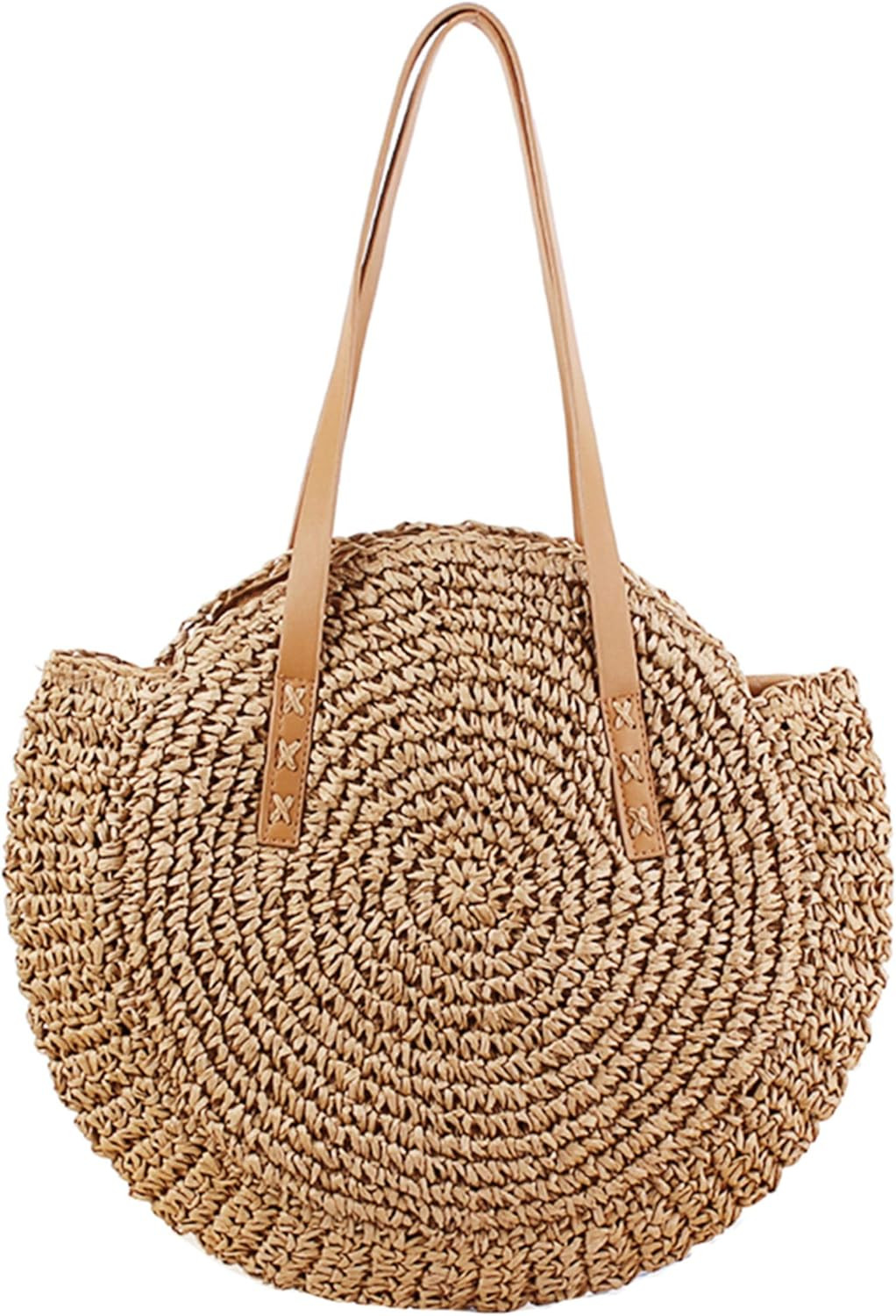 Straw Handbags Women Handwoven Round Corn Straw Bags Natural Chic Hand Large Summer Beach Tote Wo... | Amazon (US)