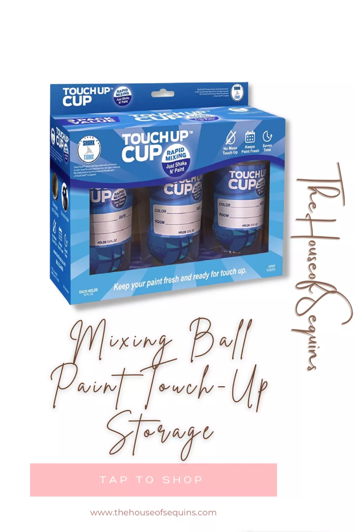 Touch Up Cup Empty Plastic Paint Storage Containers with Lids for Leftover  Paint, Touch Ups, As Seen On Shark Tank Products, 13 oz, Pack of 3 