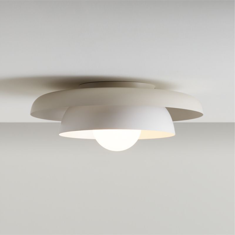 Nello White and Cream Metal Saucer 18" Kids Flush Mount Ceiling Light + Reviews | Crate & Kids | Crate & Barrel